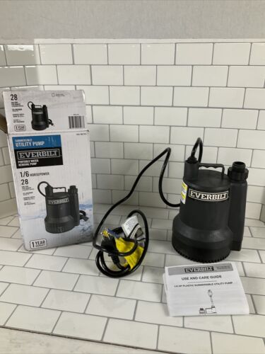 Everbilt Plastic Submersible Utility Sump Pump 1/6 HP | 28 Gallons per Minute (6922735255735)